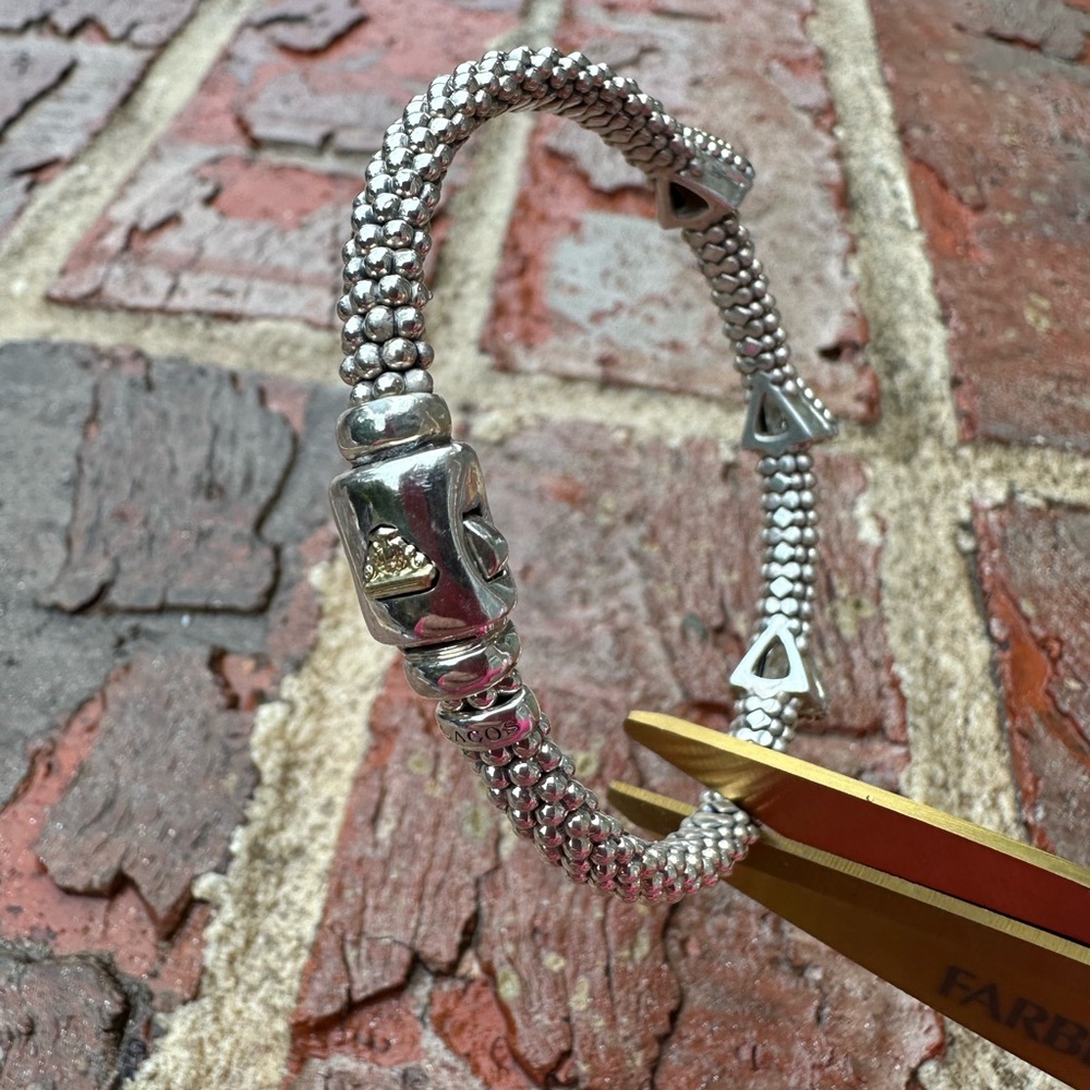 Lagos three pyramid station silver and Gold Beaded Bracelet - Picture 4 of 5